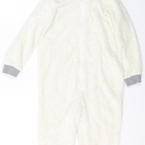 IUPILU Girls White Solid Polyester Top One Piece Size 4 Years  Zip - teddy bear