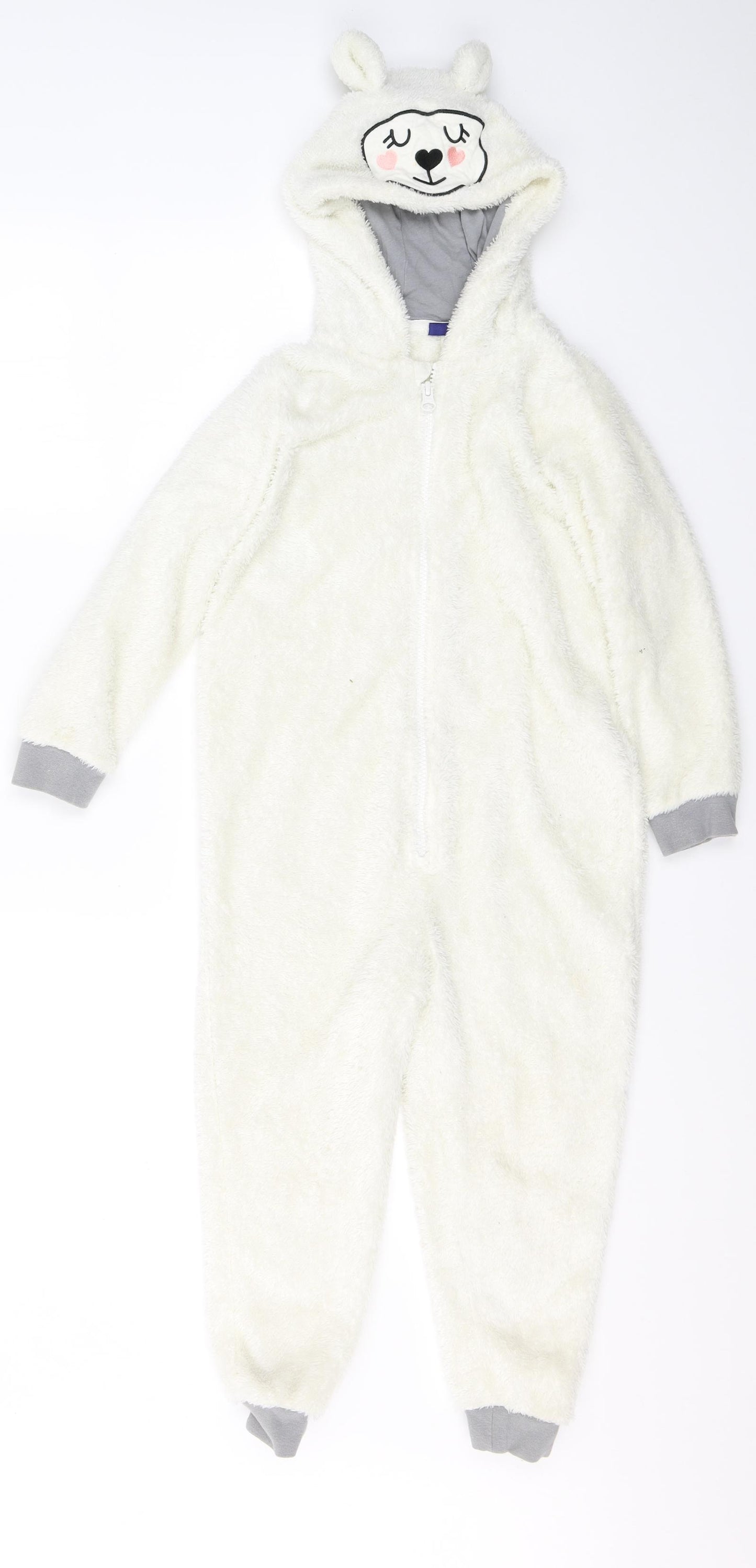 IUPILU Girls White Solid Polyester Top One Piece Size 4 Years  Zip - teddy bear