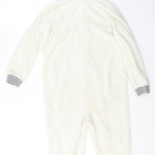 IUPILU Girls White Solid Polyester Top One Piece Size 4 Years  Zip - teddy bear