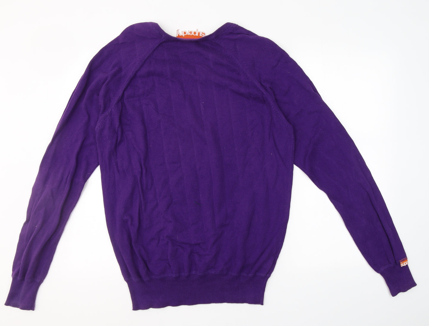 Superdry Mens Purple V-Neck  Cotton Pullover Jumper Size L