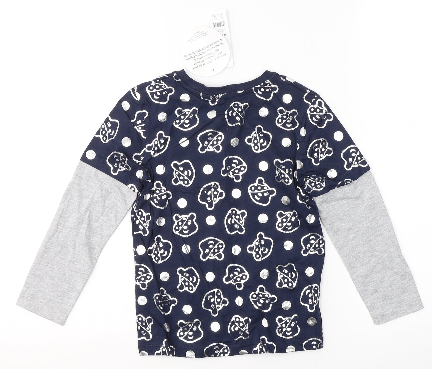 George Boys Blue Spotted Cotton Basic Casual Size 4-5 Years Round Neck  - Pudsey