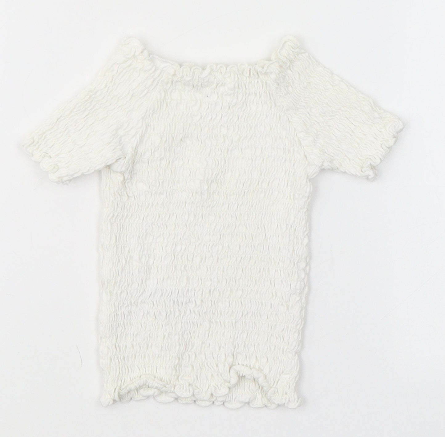 NEXT Girls White  Cotton Basic Blouse Size 3 Years Round Neck  - Strech