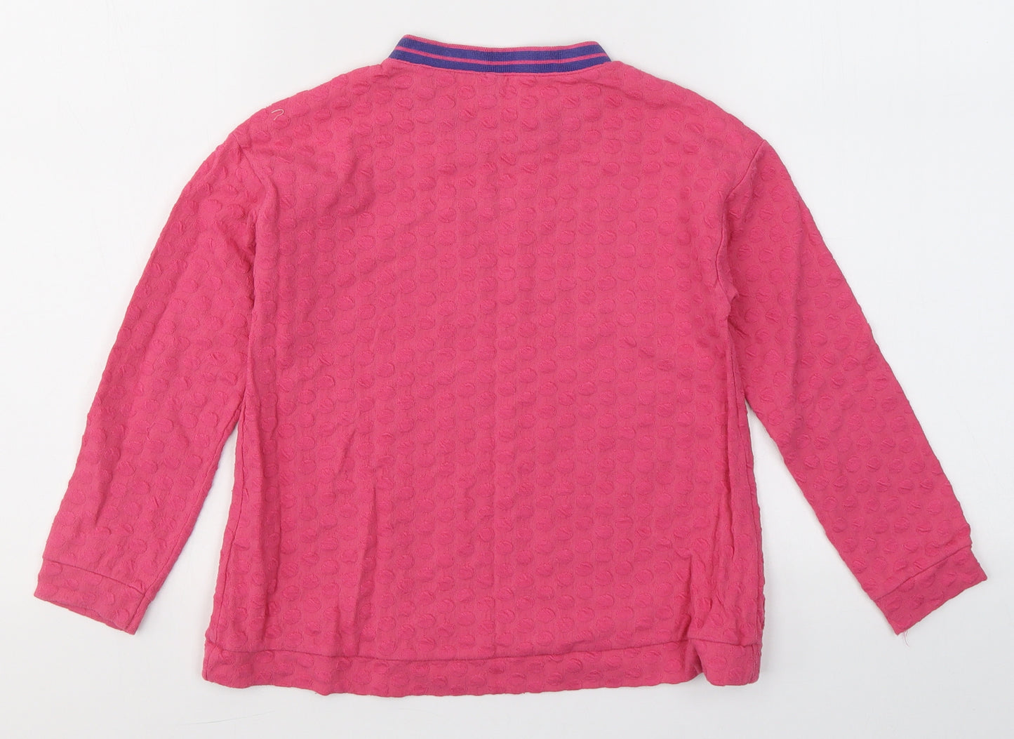 United Colors of Benetton Girls Pink Round Neck Spotted Cotton Pullover Jumper Size 6-7 Years