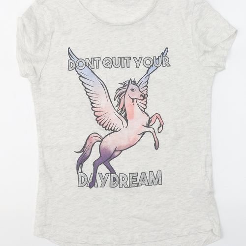 H&M Girls Grey  Cotton Top Pyjama Top Size 12-13 Years   - Don't quit your daydream