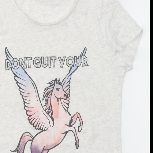 H&M Girls Grey  Cotton Top Pyjama Top Size 12-13 Years   - Don't quit your daydream