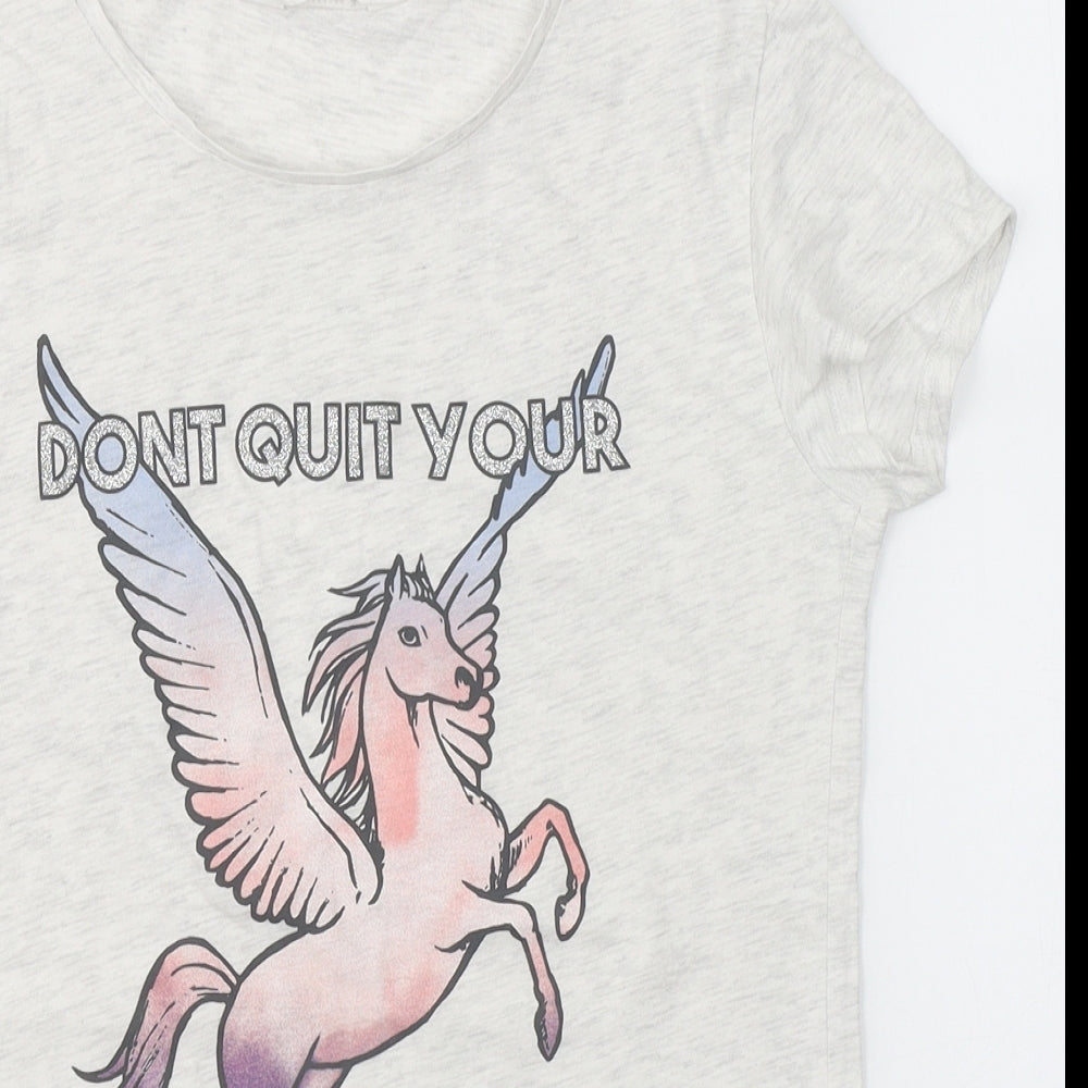 H&M Girls Grey  Cotton Top Pyjama Top Size 12-13 Years   - Don't quit your daydream