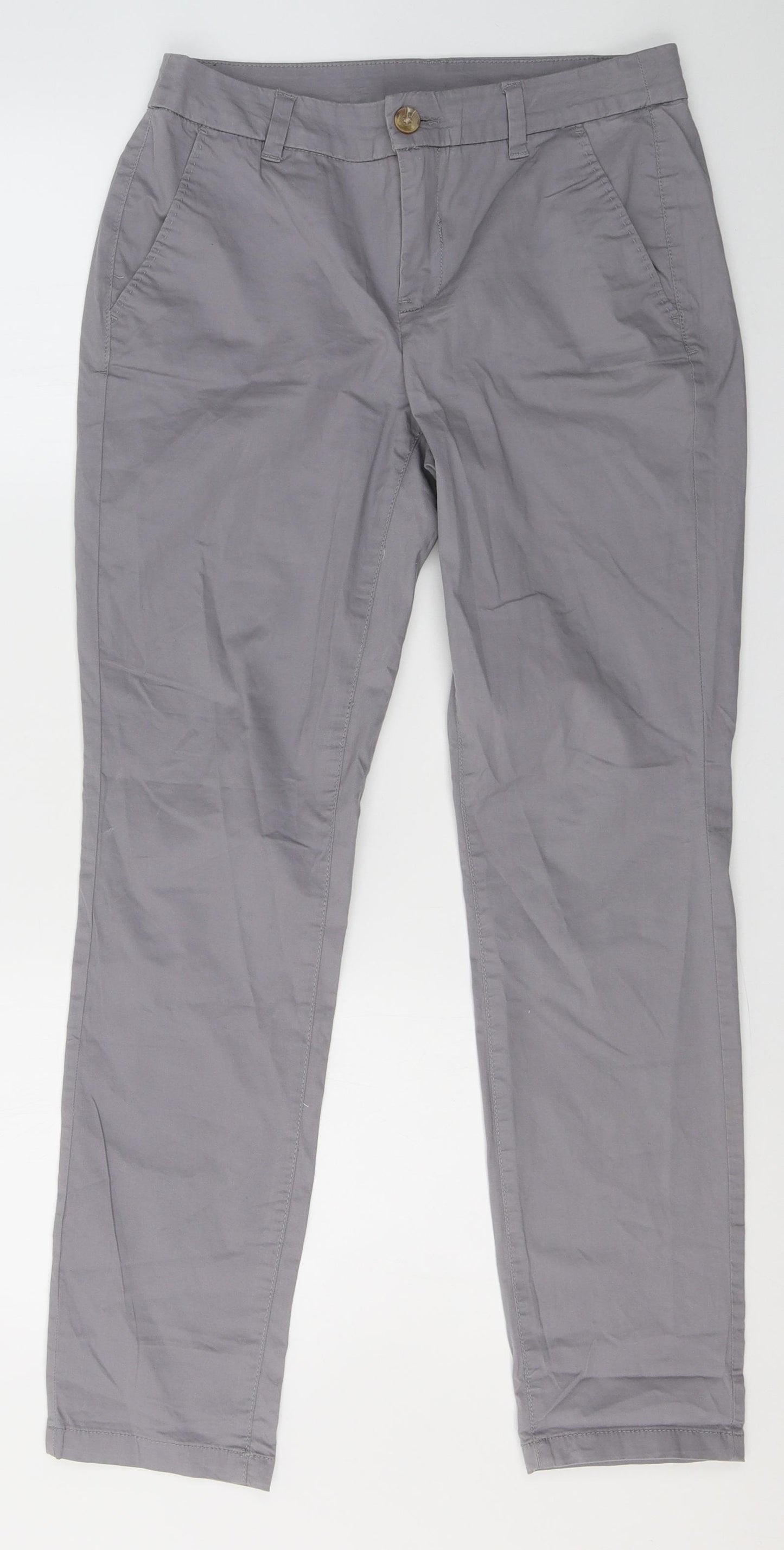 Preworn Womens Grey  Polyester Trousers  Size 8 L29 in Regular Button