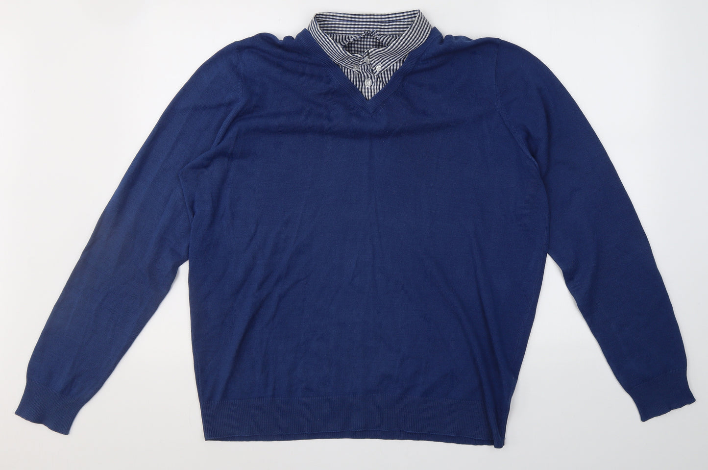 James Pringle Mens Blue  Acrylic  Polo Size L V-Neck