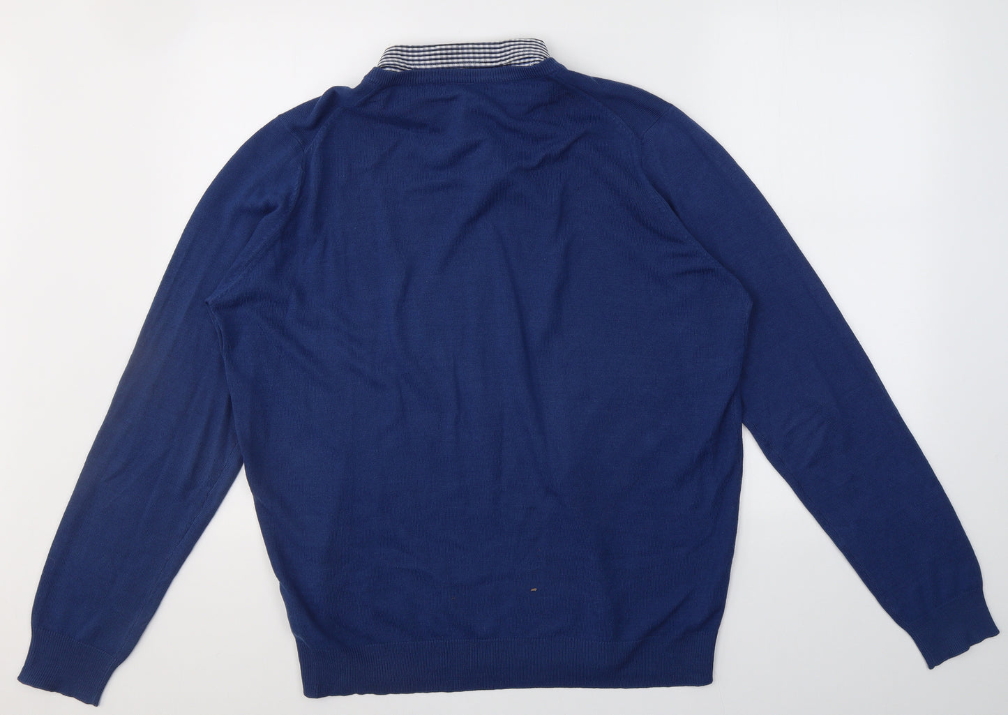 James Pringle Mens Blue  Acrylic  Polo Size L V-Neck