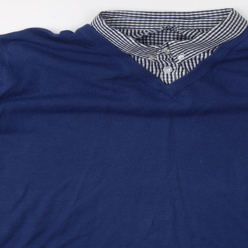 James Pringle Mens Blue  Acrylic  Polo Size L V-Neck