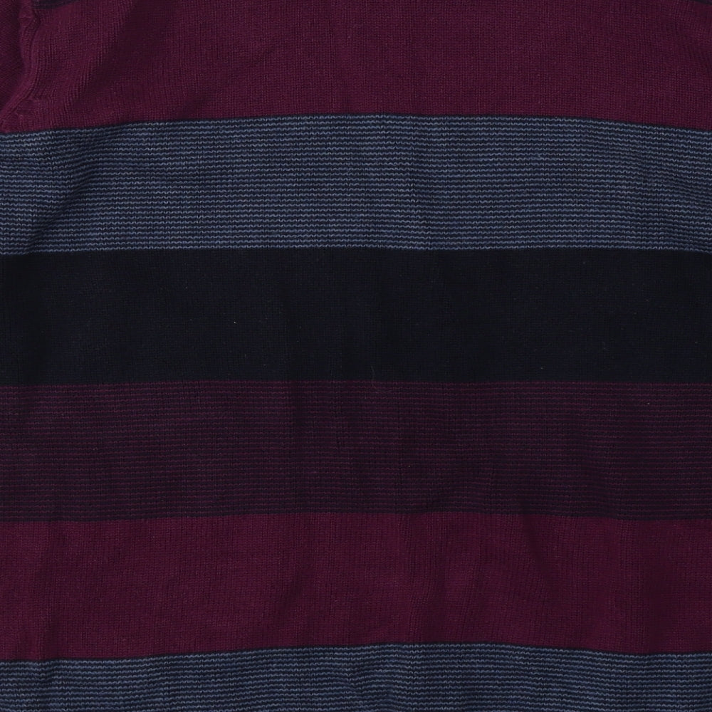 Maine Mens Multicoloured Round Neck Striped Cotton Pullover Jumper Size L