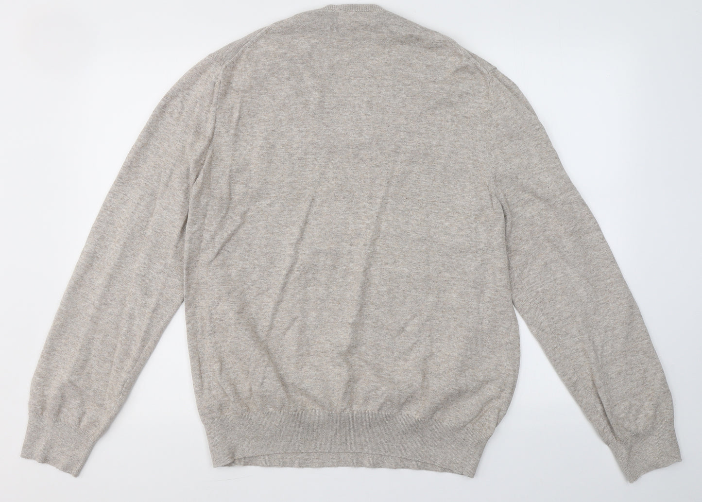 Marks and Spencer Mens Beige Round Neck  Cotton Pullover Jumper Size XL