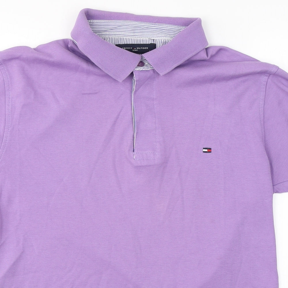 Tommy Hilfiger Mens Purple  Cotton  Polo Size L Collared