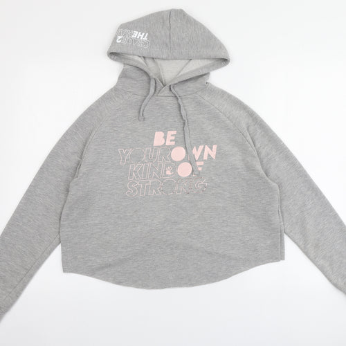 Just Cool Womens Grey  Polyester Pullover Hoodie Size S   - Cropped