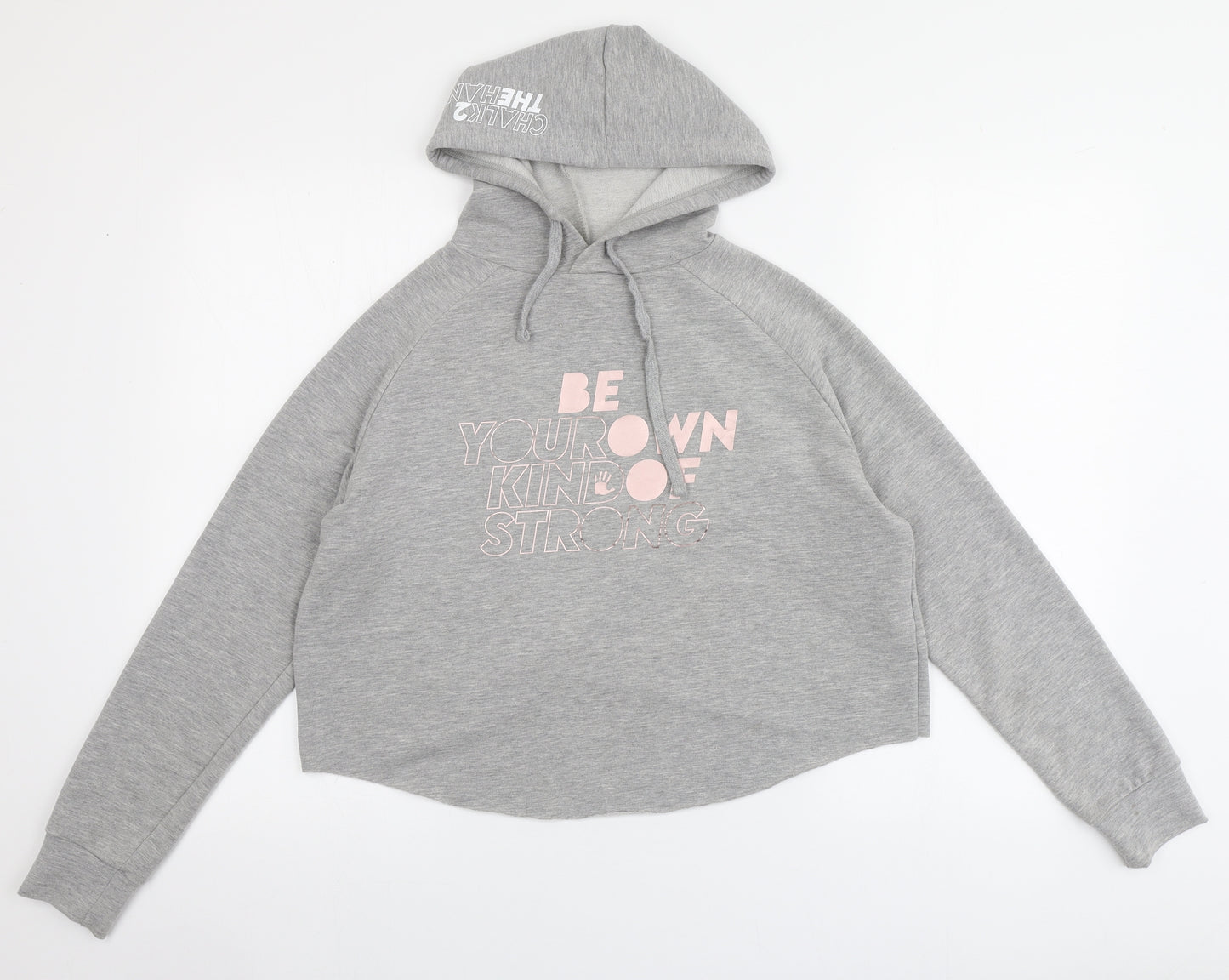 Just Cool Womens Grey  Polyester Pullover Hoodie Size S   - Cropped
