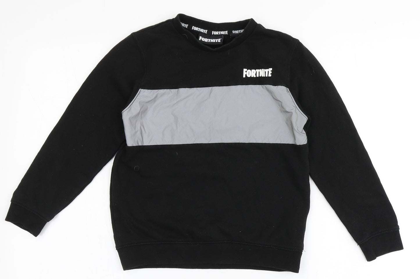 Primark Boys Black  Cotton Pullover Sweatshirt Size S   - Fortnite