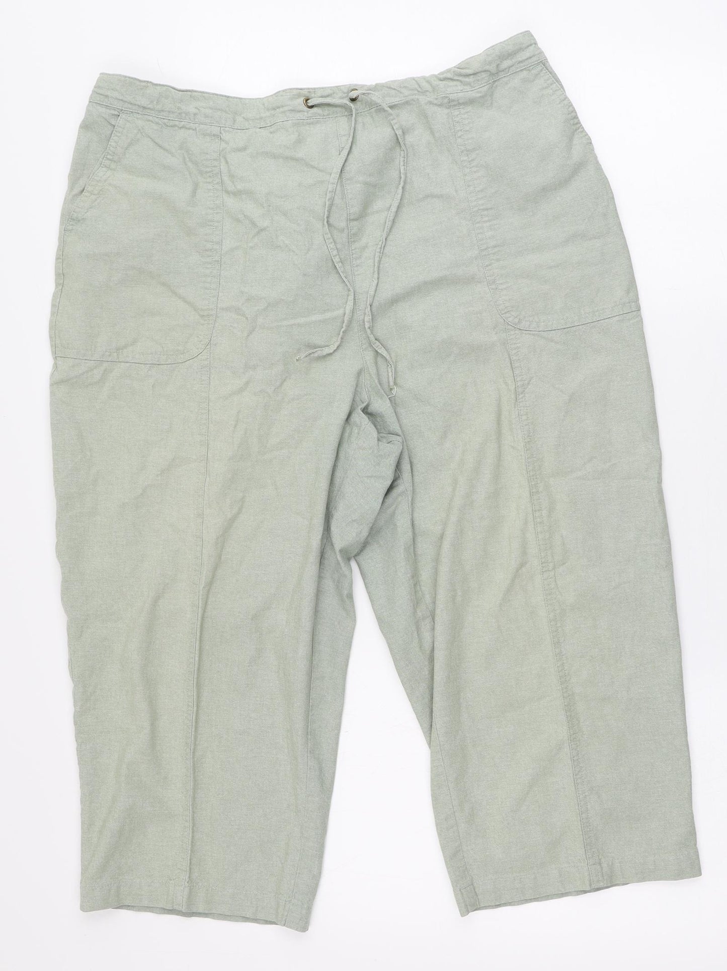 Isle Womens Green  Cotton Capri Trousers Size 20 L20 in Regular