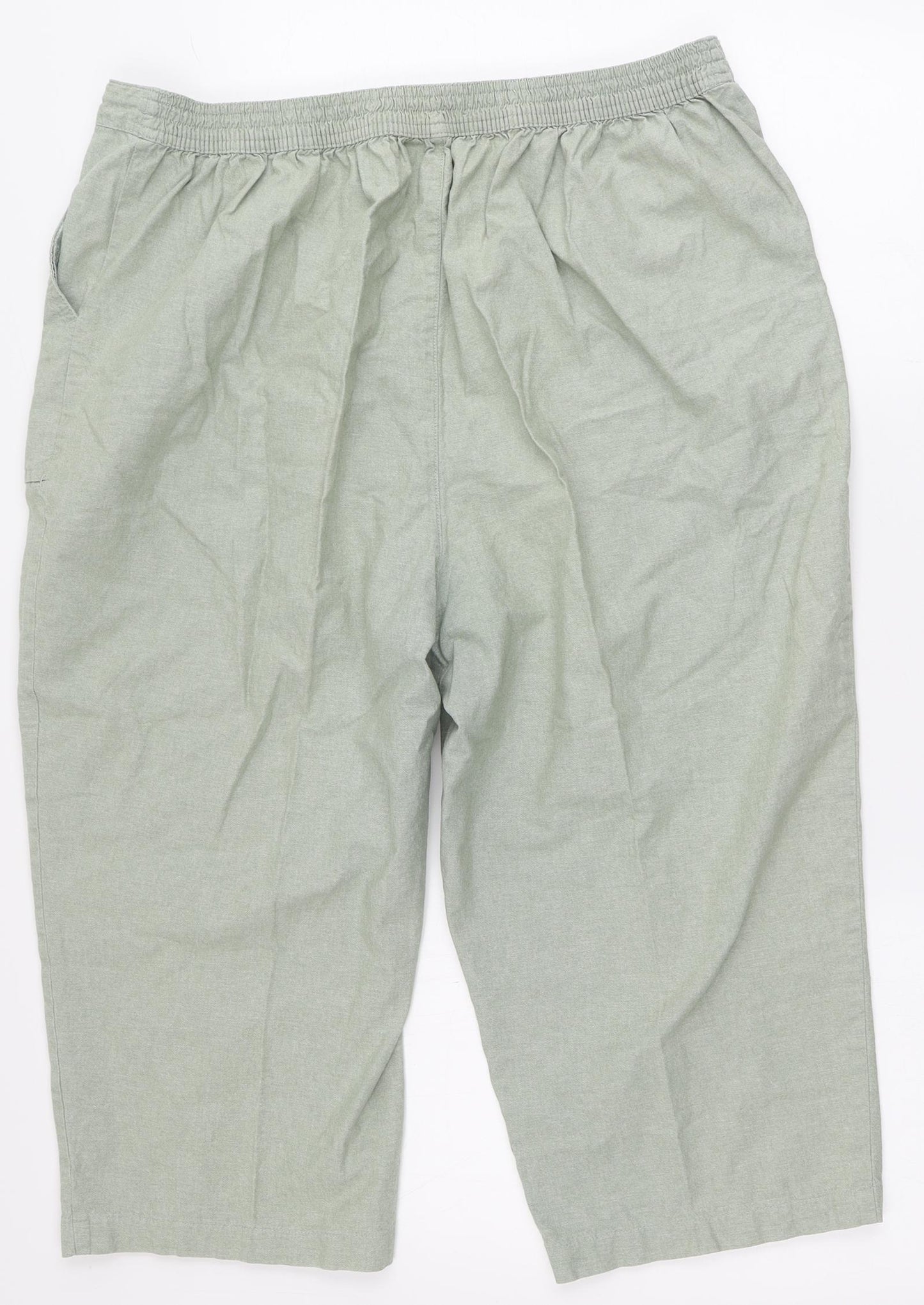 Isle Womens Green  Cotton Capri Trousers Size 20 L20 in Regular