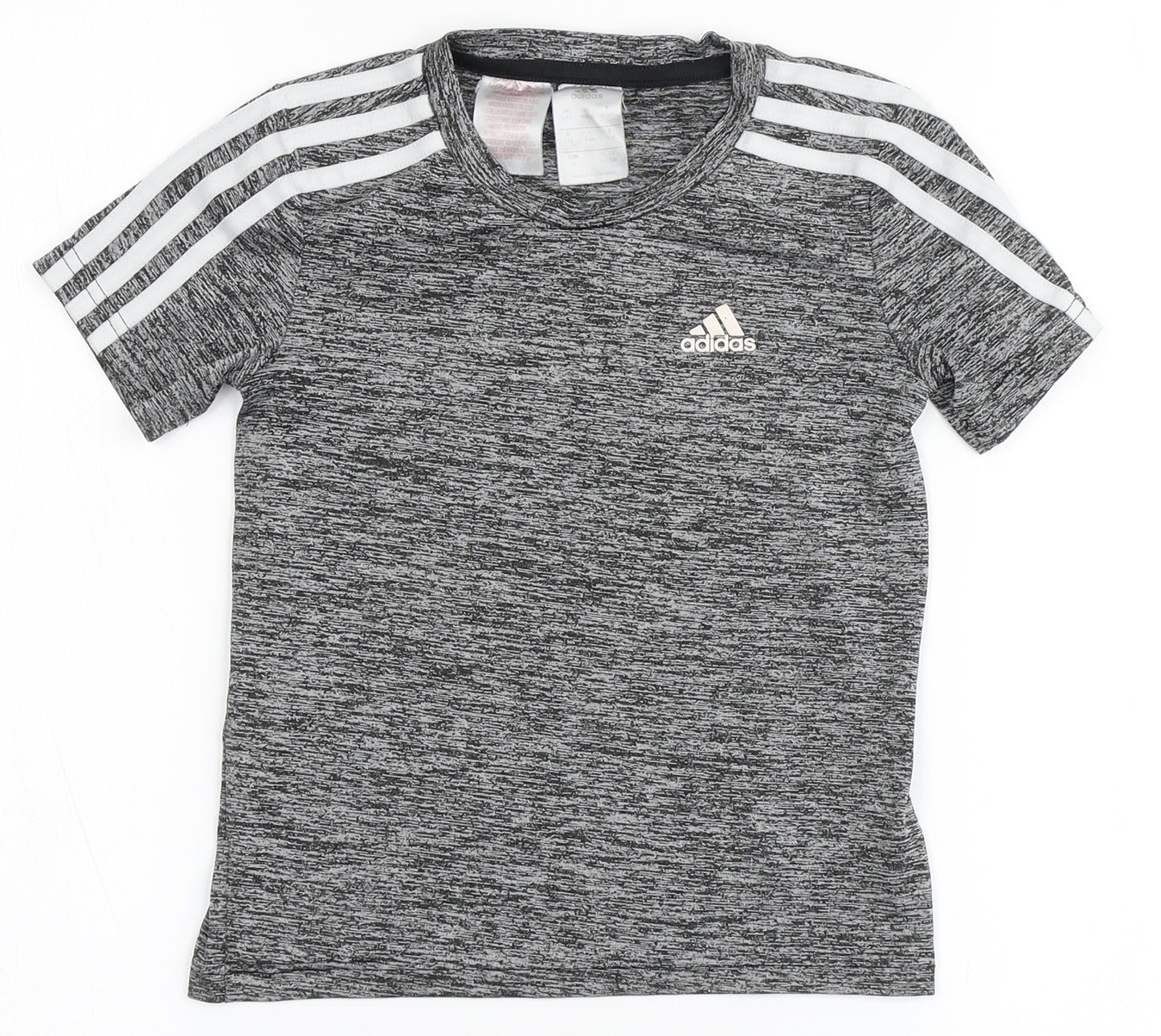 adidas Boys Grey  100% Polyester Basic T-Shirt Size 5-6 Years Round Neck