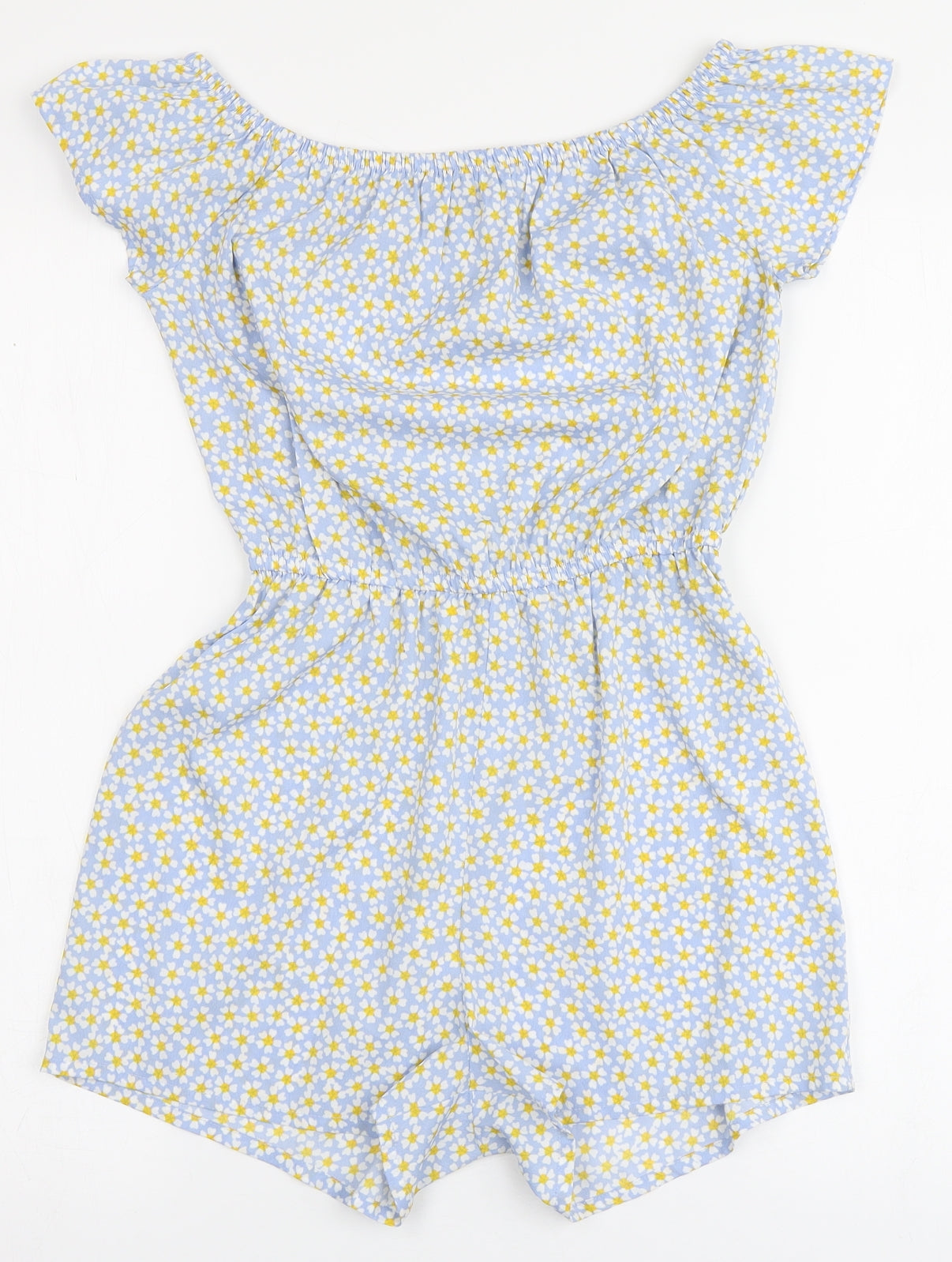 New Look Girls Blue Floral 100% Polyester Playsuit One-Piece Size 12 Years