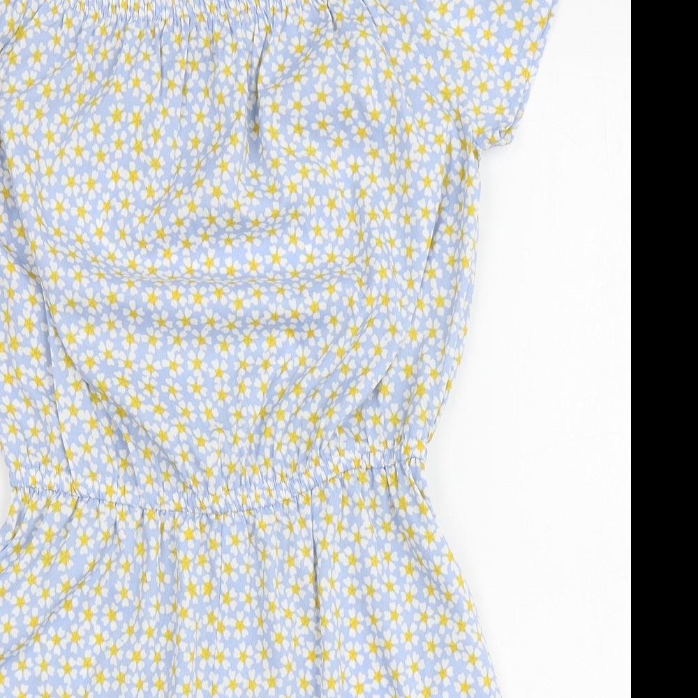 New Look Girls Blue Floral 100% Polyester Playsuit One-Piece Size 12 Years