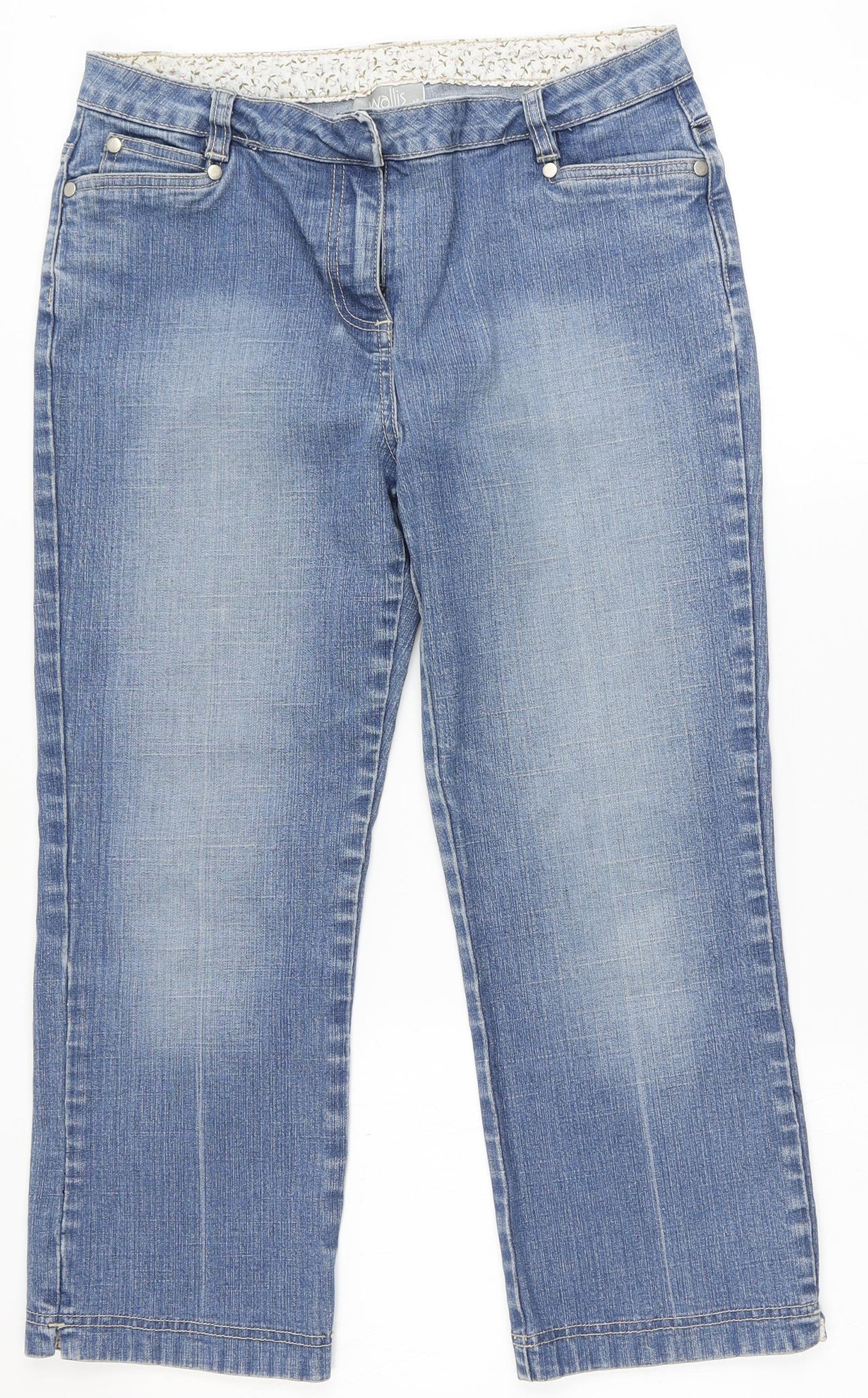 Wallis Womens Blue  Cotton Capri Jeans Size 12 L22 in Regular