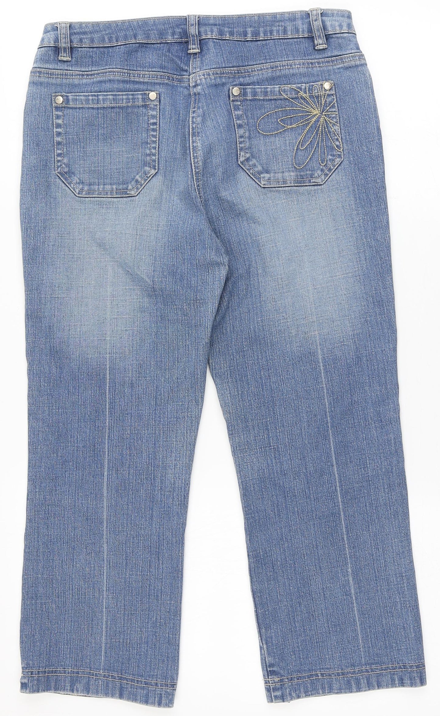 Wallis Womens Blue  Cotton Capri Jeans Size 12 L22 in Regular