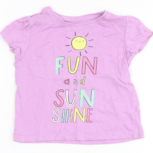 Primark Girls Purple  100% Cotton Basic T-Shirt Size 12-18 Months Round Neck  - Sunshine