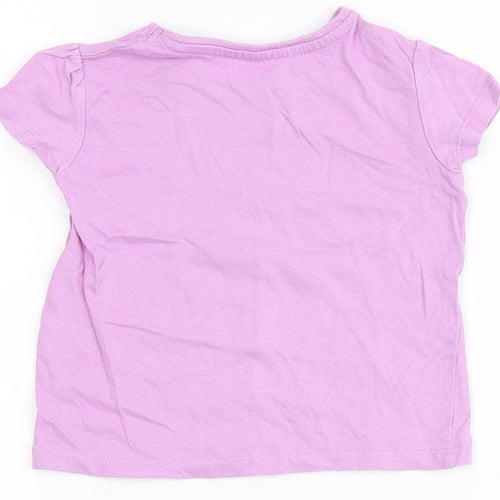 Primark Girls Purple  100% Cotton Basic T-Shirt Size 12-18 Months Round Neck  - Sunshine