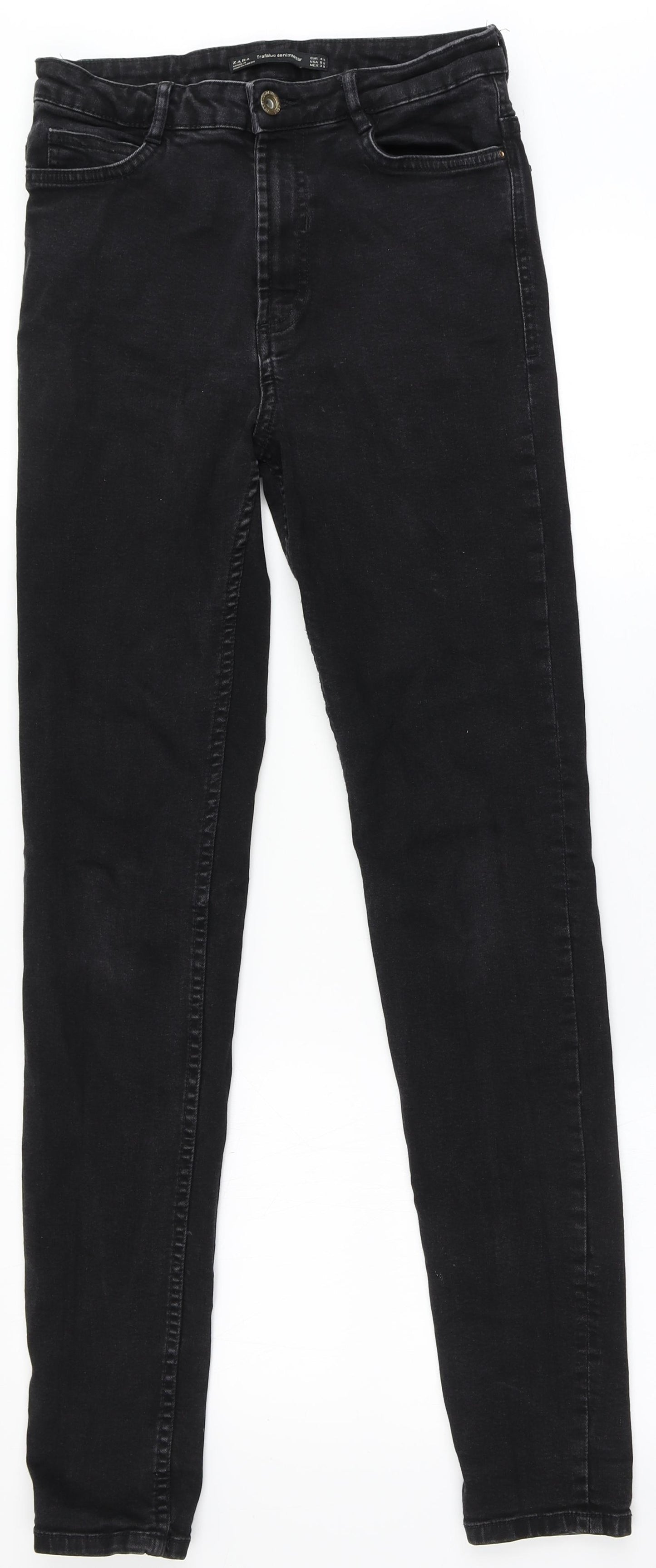 Zara Womens Black  Cotton Skinny Jeans Size 12 L30 in Regular