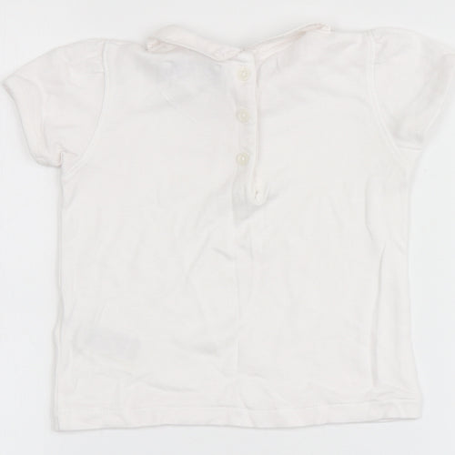 Marks and Spencer Girls Ivory  Cotton Basic Blouse Size 12-18 Months Round Neck  - Stars
