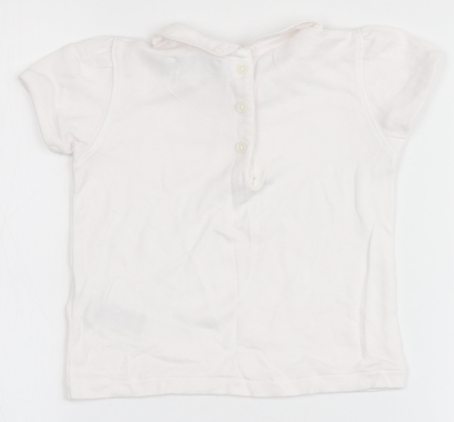 Marks and Spencer Girls Ivory  Cotton Basic Blouse Size 12-18 Months Round Neck  - Stars