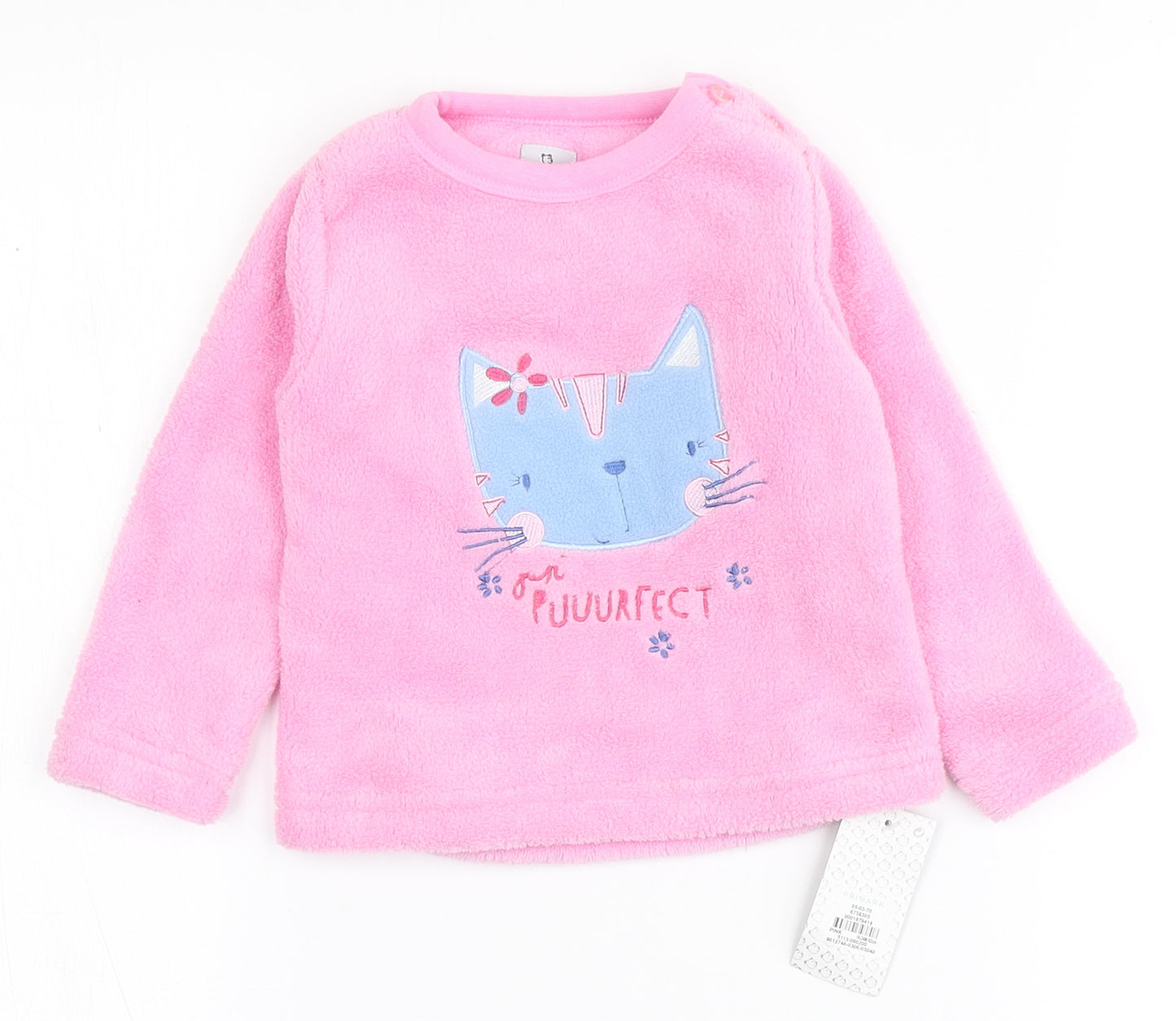 Earlydays Girls Pink Solid 100% Polyester Capri Pyjama Top Size 18-24 Months   - Sherpa, Cat