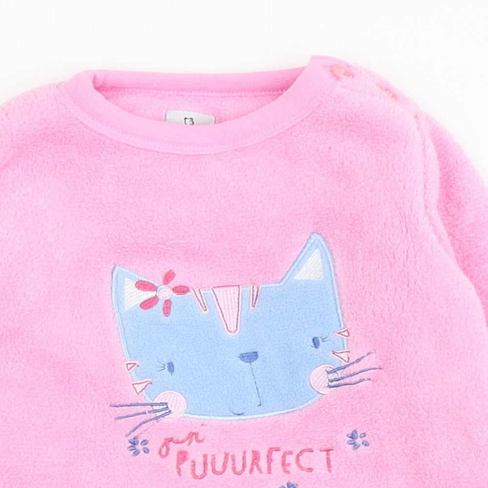 Earlydays Girls Pink Solid 100% Polyester Capri Pyjama Top Size 18-24 Months   - Sherpa, Cat