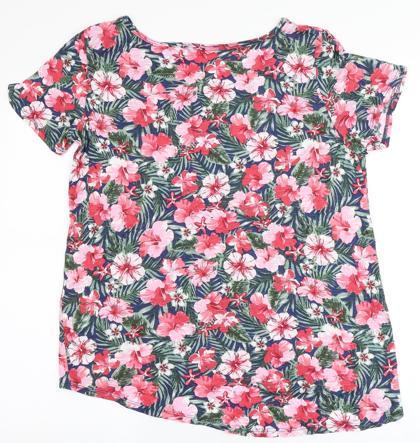 George Womens Multicoloured Floral Viscose Basic T-Shirt Size 14 Round Neck