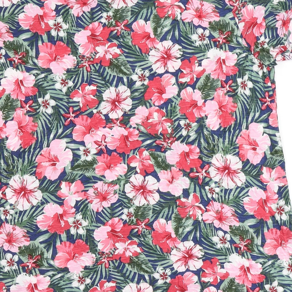 George Womens Multicoloured Floral Viscose Basic T-Shirt Size 14 Round Neck