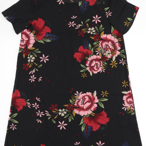 SheIn Womens Black Floral Polyester A-Line  Size M  Round Neck