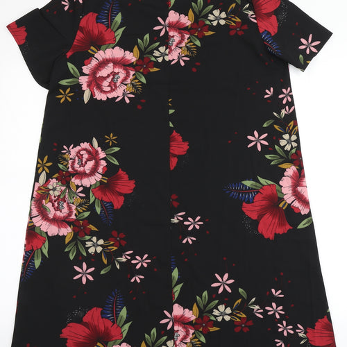 SheIn Womens Black Floral Polyester A-Line  Size M  Round Neck