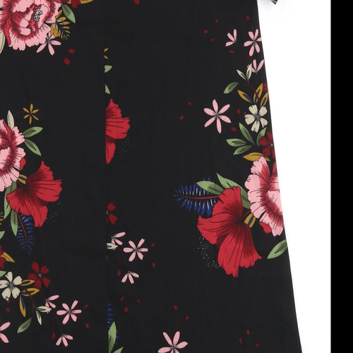 SheIn Womens Black Floral Polyester A-Line  Size M  Round Neck