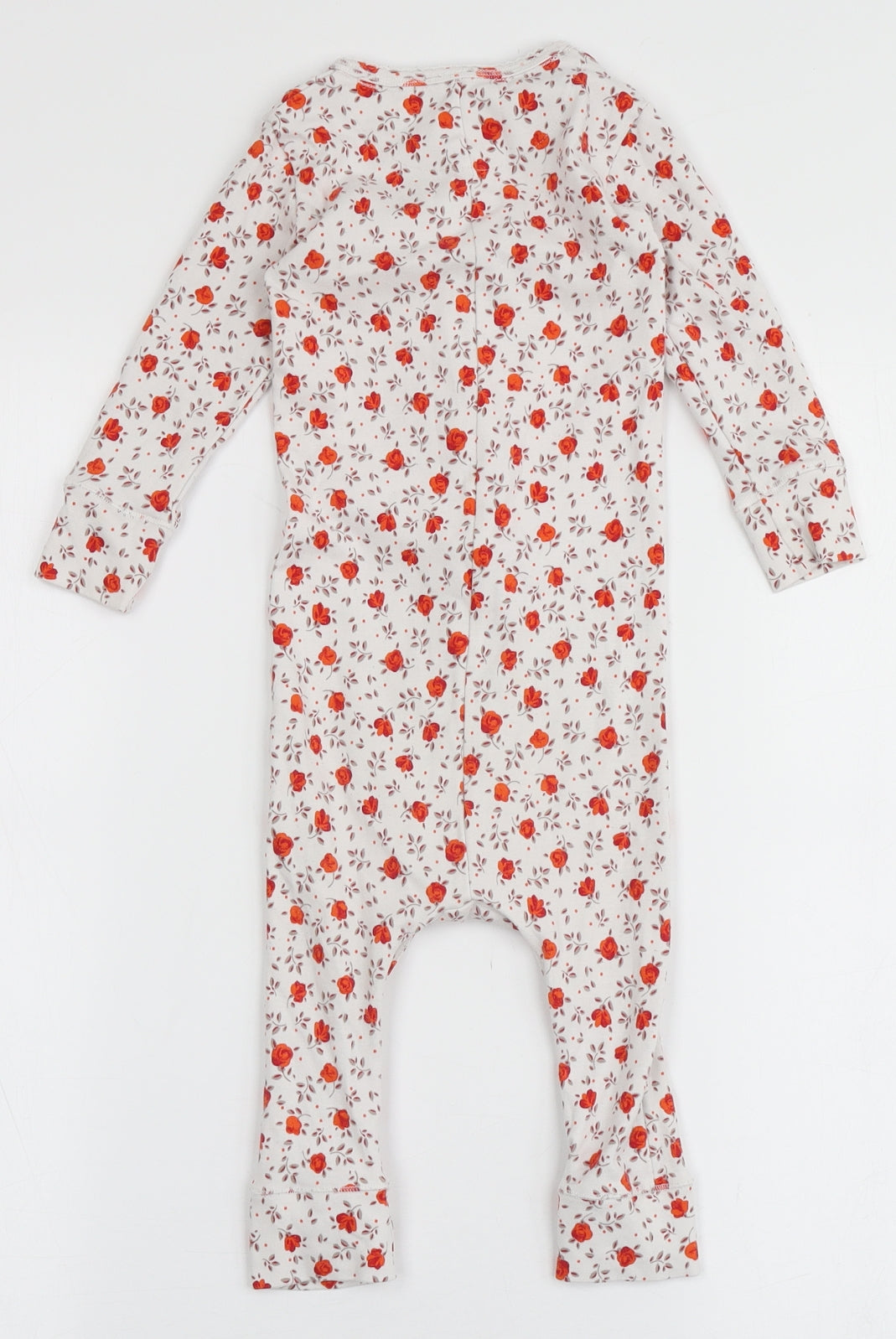 NEXT Girls Ivory Floral Cotton Babygrow One-Piece Size 12-18 Months  Snap