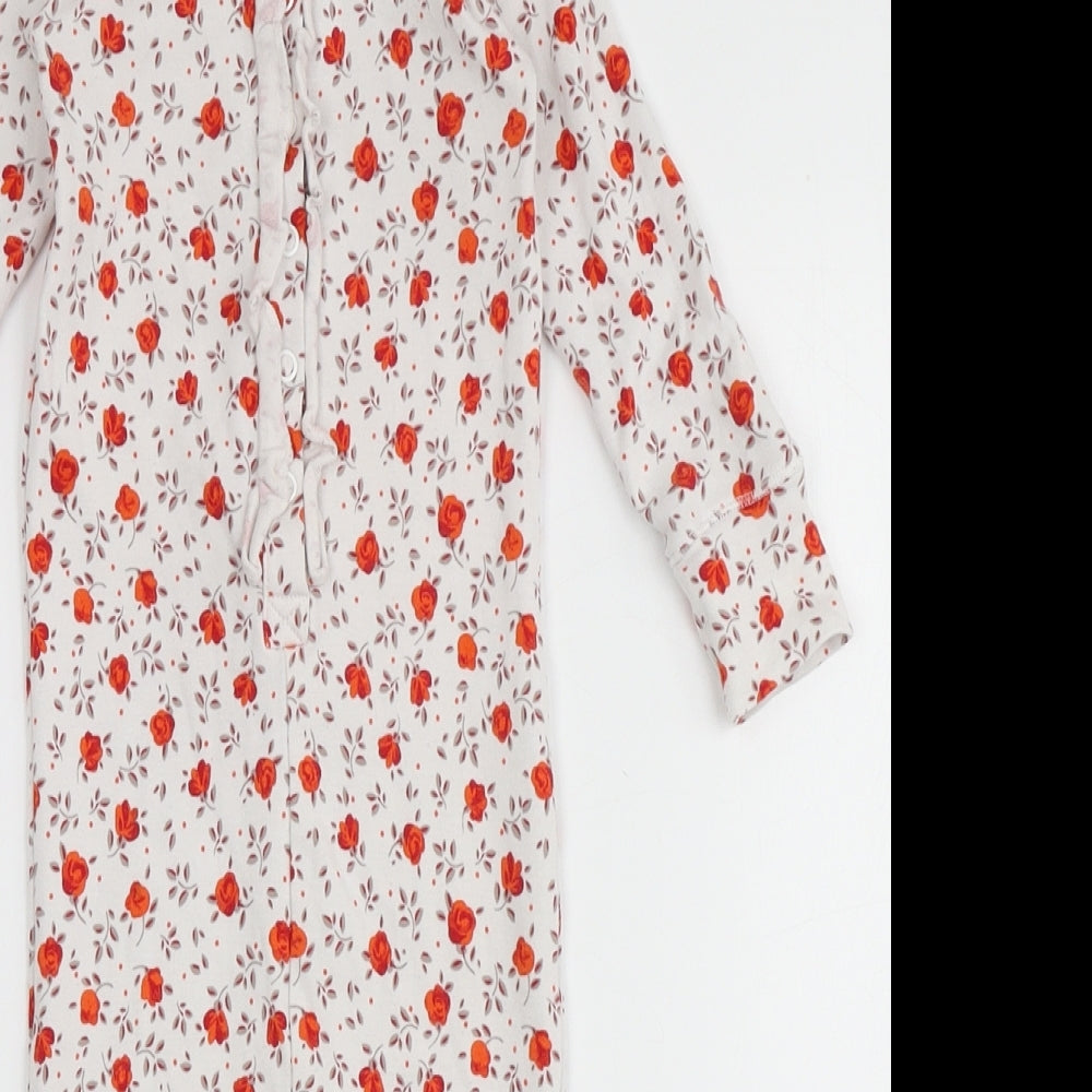 NEXT Girls Ivory Floral Cotton Babygrow One-Piece Size 12-18 Months  Snap