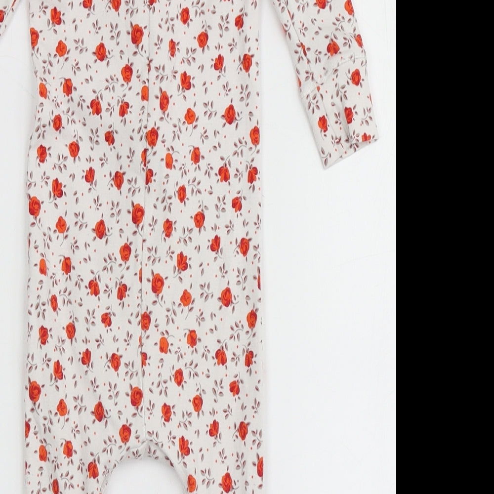 NEXT Girls Ivory Floral Cotton Babygrow One-Piece Size 12-18 Months  Snap