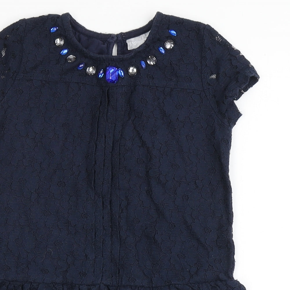 Matalan Girls Blue  Cotton A-Line  Size 5 Years  Round Neck