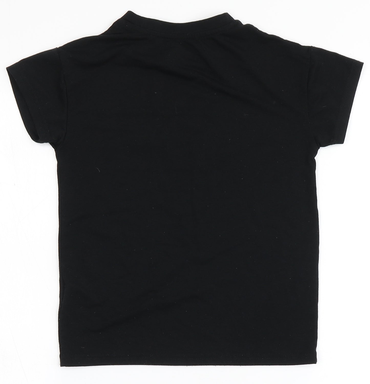 Dunnes Stores Girls Black  Polyester Basic T-Shirt Size 5-6 Years Round Neck  - No Limits