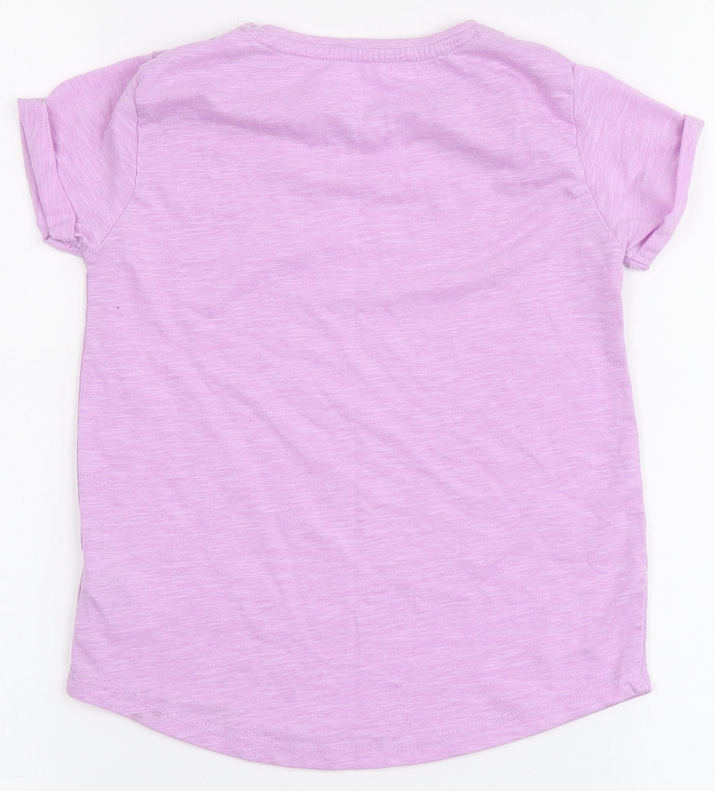 Dunnes Stores Girls Purple  Polyester Basic T-Shirt Size 7-8 Years Round Neck
