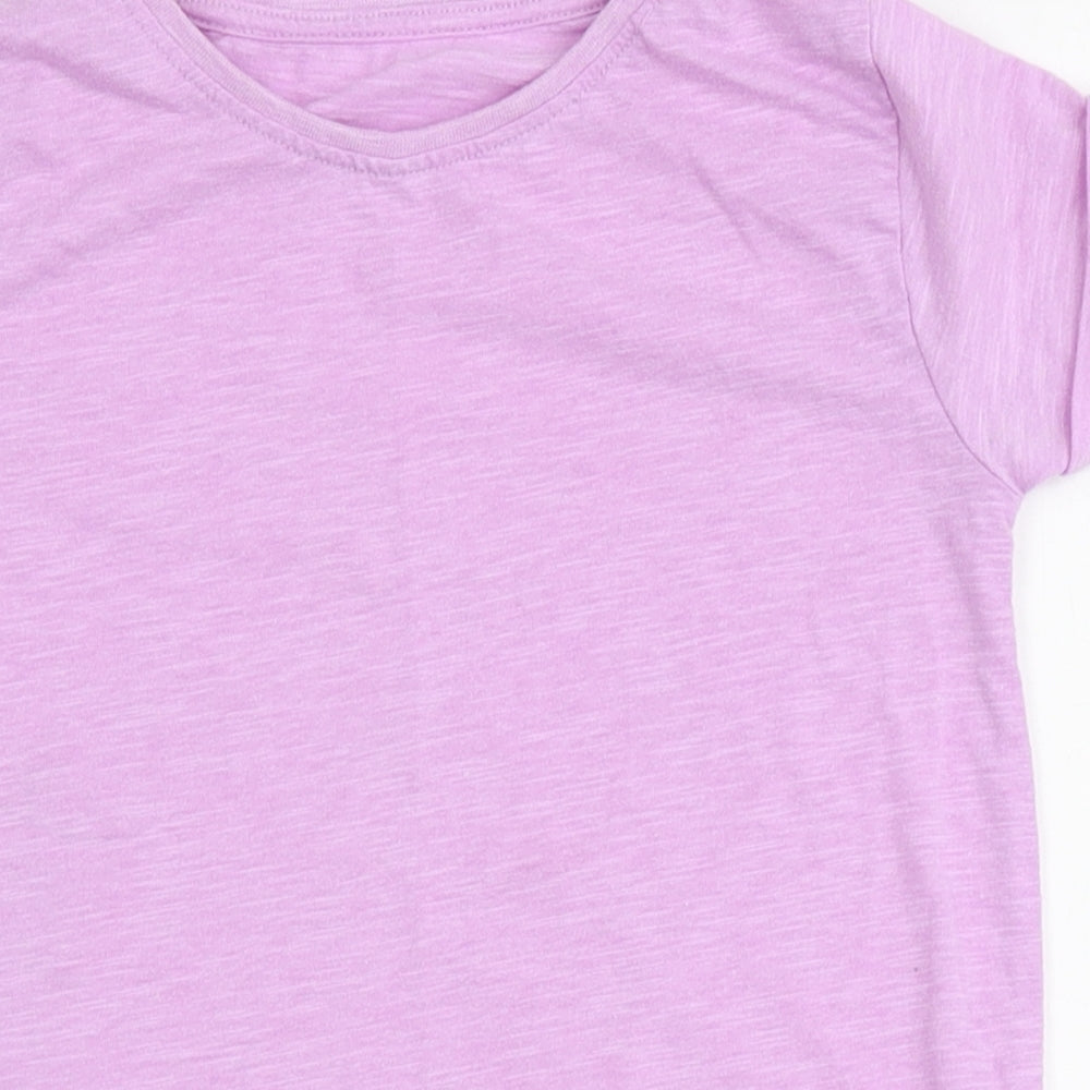 Dunnes Stores Girls Purple  Polyester Basic T-Shirt Size 7-8 Years Round Neck