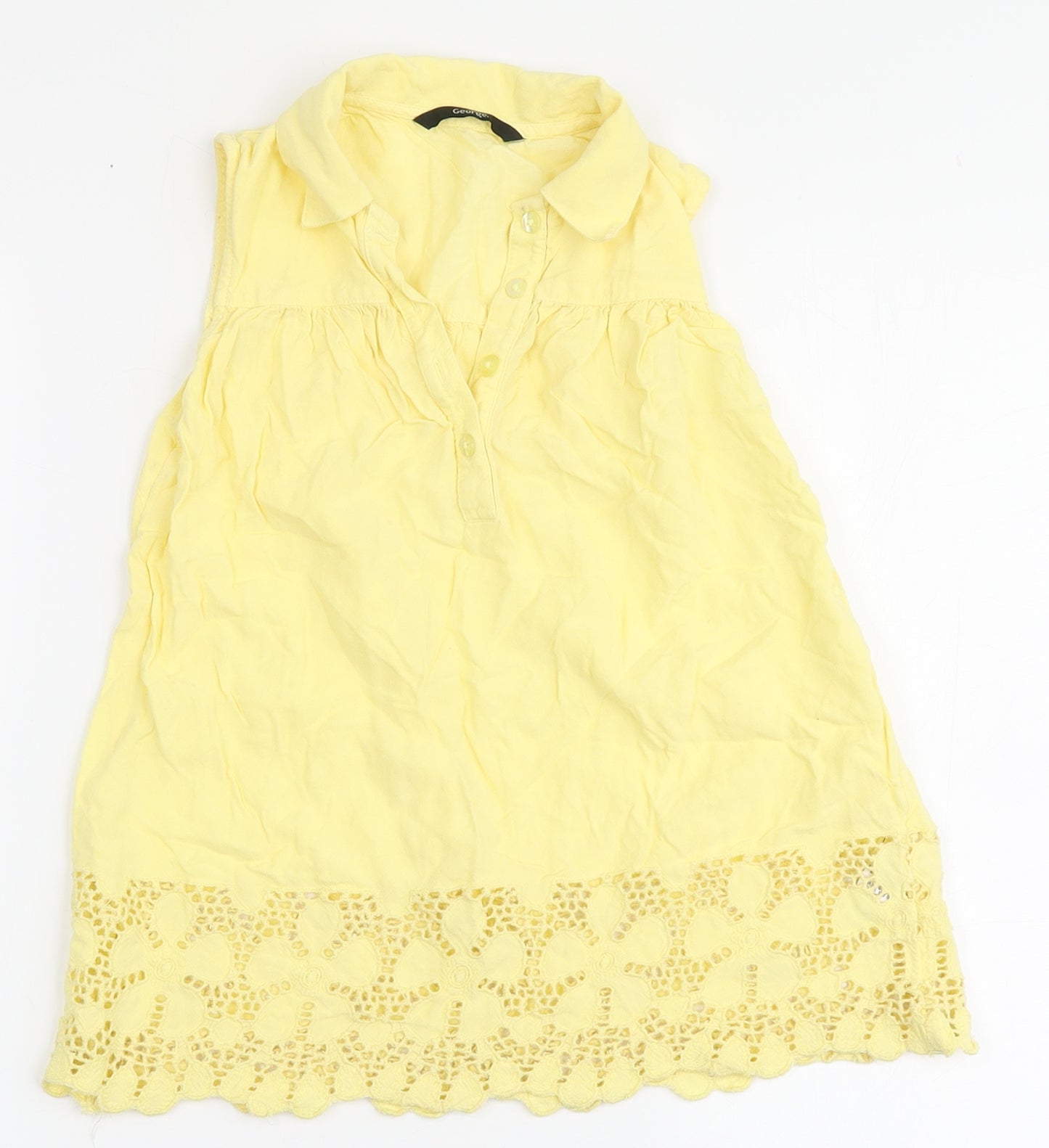 George Girls Yellow  100% Viscose A-Line  Size 6-7 Years  Round Neck Button