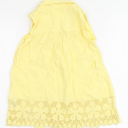 George Girls Yellow  100% Viscose A-Line  Size 6-7 Years  Round Neck Button