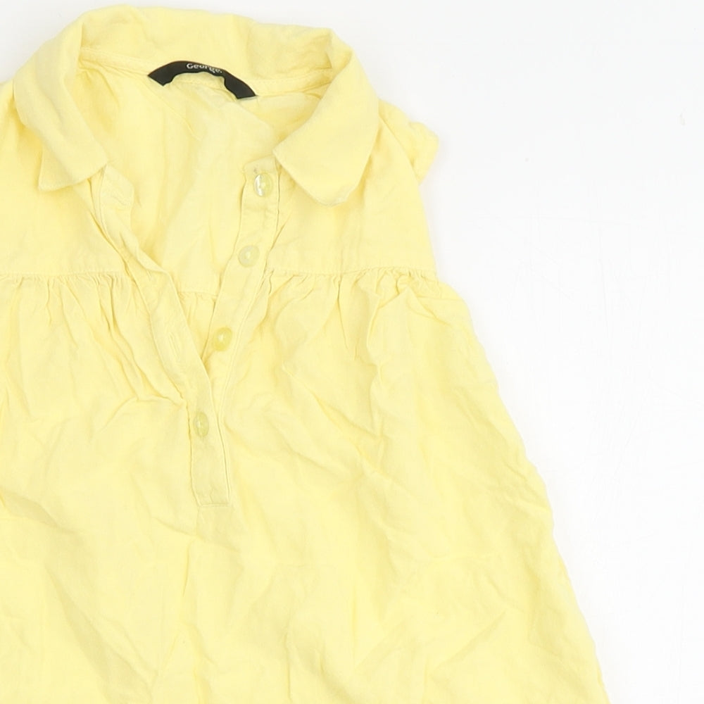 George Girls Yellow  100% Viscose A-Line  Size 6-7 Years  Round Neck Button