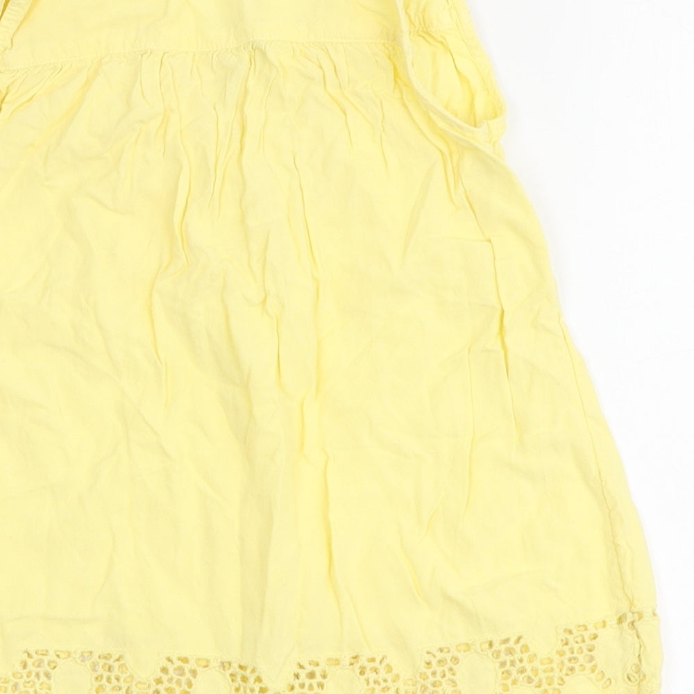 George Girls Yellow  100% Viscose A-Line  Size 6-7 Years  Round Neck Button